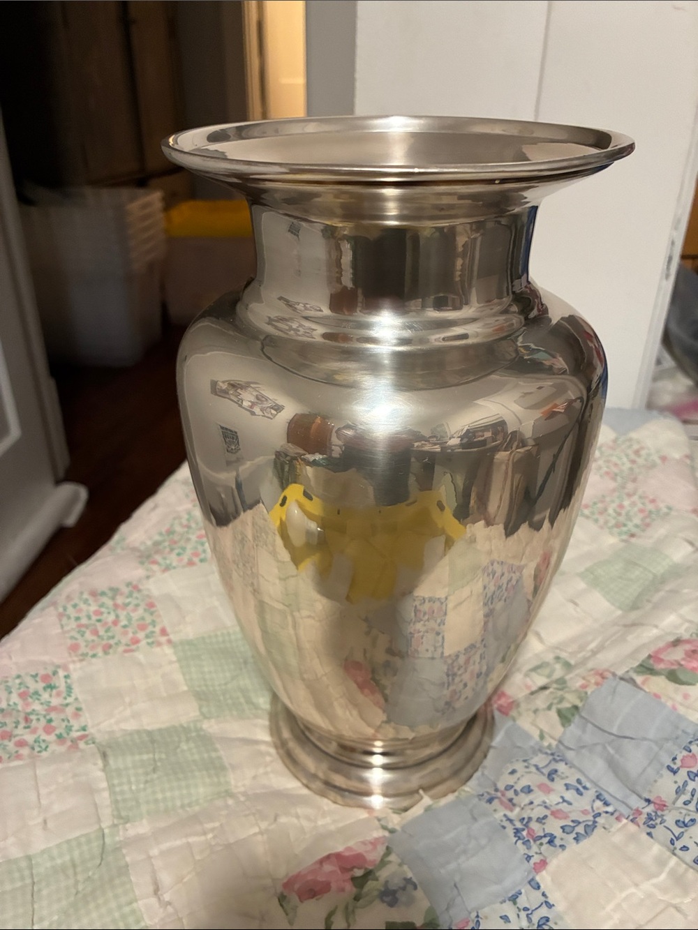NWT Restoration Hardware Silver Jerome Geant Antique Rose Vase